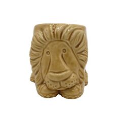 VINTAGE Small Mustard Yellow Glazed Lion Planter picture