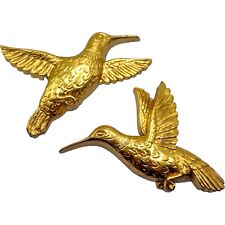 Vintage Homco Syroco Gold Hummingbird Wall Hanging Decor Set of 2 Birds picture