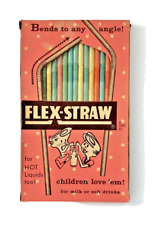 Vintage 1960s FLEX-STRAW Flexible Paper Drinking Straws Retro Original Box picture
