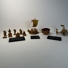 Vintage Lot of Celluloid Japanese Figures Dragon Ship Gods Rickshaw & Clamshell picture