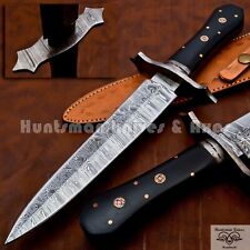 14'' Long Custom Made Hand Forged File worked Damascus Steel Dagger with Micarta picture