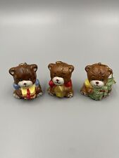 Vintage Teddy Bear Trio Porcelain Bear Christmas Ornaments Made In Taiwan picture