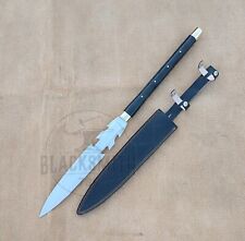 Tactical Spear Handmade Carbon Steel Hunting Spear Full Tang Leaf Spring 5160 picture