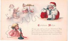Christmas Santa Talks With Little Girl Old Telephone Gabriel 1910  picture
