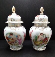 Antique Pair Of 19th Century Meissen Style Shierholz & Sohn Vases Marked & Numbe picture