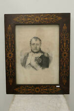 Antique CHARLES X wood frame Napoleon portrait litho  picture
