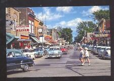 EAGLE RIVER WISCONSIN DOWNTOWN STREET SCENE OLD CARS STORES POSTCARD COPY picture