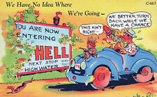 We Have No Idea Where We're Going. Unposted Linen Comic, Humor & Funny Postcard picture