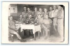 c1910's US Army Personell Enjoying Beer RPPC Photo Unposted Antique Postcard picture