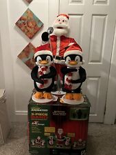 HTF GEMMY 3-Peiece Band Santa and Singuins Penguins Animated NEW FULLY WORKING picture