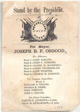 1864 Pres. LINCOLN Salem MA Ballot ~ STAND BY THE PRESIDENT Repub. UNION Ticket picture