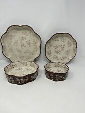 Set of (4)TEMP-TATIONS By Tara Baking Dishes 6,8,10, 12” brown floral lace EUC picture