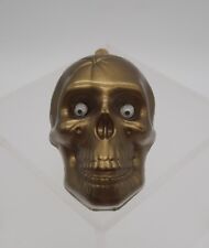 Vtg Gold Skull Googly Eyes Rosbro Style Halloween Candy Container Made in China picture