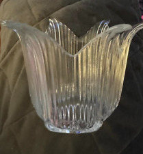 Vintage Partylite Ribbed Clear Glass Tulip Candle Holder or Decorative Bowl picture