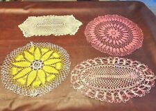 4 - Vintage Hand Crocheted Large Doily Pinwheel Hand Made 24
