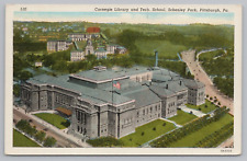 Postcard Pittsburgh PA Carnegie Library Tech School Schenley Park Posted Linen picture