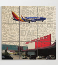 Southwest Airlines 737 over Dallas Love Field - 3' x 3' Wood Wall Art picture
