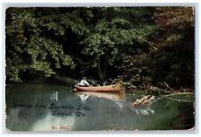 1911 Greetings from Nagowicka Lake Delafield Wisconsin WI Antique Postcard picture