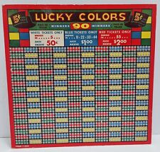 VINTAGE LUCKY COLORS PUNCH BOARD UNPUNCHED WITH ORIGINAL PUNCH KEY picture