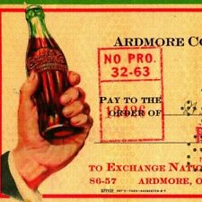 Vtg 1944 Ardmore OK Coca Cola Bottling Company Cancelled Check to Witt Ice & Gas picture