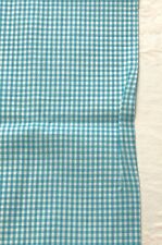 Vintage Teal  Blue  Gingham Check Fabric Cotton Blend 44