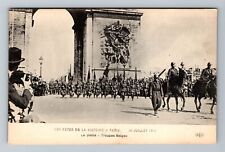 Paris France-The Parade, Belgian Troops, Vintage Postcard picture