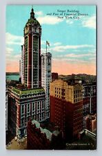 New York City NY-Singer Building, Advertisement, Antique, Vintage Postcard picture