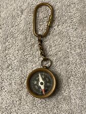 Vintage Compass Keychain, Brass Compass, Pocket, Key ring, Made in India. picture