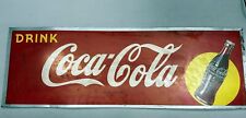 Vintage 1940s Original Yellow Dot DRINK COCA-COLA Sign picture