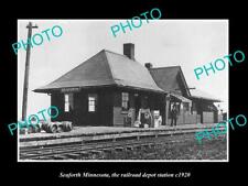 OLD LARGE HISTORIC PHOTO OF SEAFORTH MINNESOTA THE RAILROAD DEPOT STATION c1920 picture
