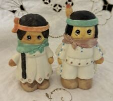 Vintage Native American Boy And Girl Salt And Pepper Shakers 1990 picture