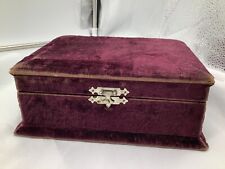 Vintage Burgundy Box Velvet Lined Trinket Box Jewelry Box picture
