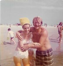 FOUND PHOTOGRAPH Color A DAY AT THE BEACH Original Snapshot VINTAGE 19 35 K picture