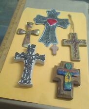 Vintage Wall Crosses Lot Of 5 Holy Religious Mixed Assortment picture