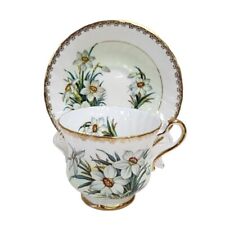 H&M Sutherland Narcissus Floral Tea Cup & Saucer Gold Trim 3380 England VTG picture