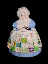 Vintage Granny Cookie Jar~Grandma w/Patchwork Apron~Country Decor  picture