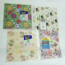 Vintage Wrapping Paper Lot Gift Wrap Sheets Sports Bears Congrats Love 20x30  picture
