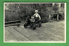 c. 1925 RPPC REAL PHOTO POSTCARD - YOUNG BOY IN TOY PEDAL CAR - UNPOSTED - AZO picture