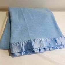 Fieldcrest Touch of Class Blue Blanket 100% Virgin Acrylic Nylon Trim  74