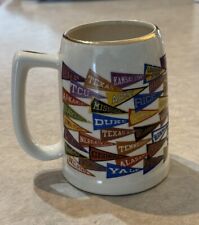 Vtg US Colleges Pennants Ceramic Stein Mug Unique Rare Collectors Cup picture