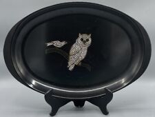 Rare Couroc Monterey Bird & Owl 15 x 10 Oval Tray Vintage 1970s Drinks Serving picture