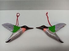 Pair of decorative wooden humming birds picture
