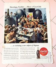 1944 Coca Cola Ad Coke WWII US Navy Neptune Rex Crossing the Equator Shave Head picture