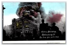 Holmes Building On Fire Galesburg Illinois IL 1909 DB Postcard P26 picture