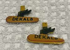 Lot Of 2 Vintage DEKALB Advertising Winged Flying Seed Corn Lapel Fold Back Pins picture