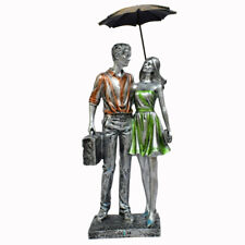 Romantic Love Couple Statue With Umbrella Figurine Sculpture Showpiece For Home picture