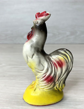 Vintage 1950’s Chalkware Crowing Rooster 4 1/2” Tall Yellow & Red picture