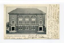 Hopkinton MA postcard, Town Hall, 18 Main Street, to John Wood Mendon MA picture