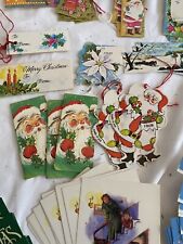 HUGE Lot of Vintage Christmas Gift Tags 1950s 1960s 1970’s Santa Snowman Angels picture