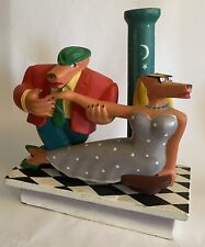 1990 Vintage Hipster Coyote Lovers Hand Painted Wood Statue Markus Pierson? picture